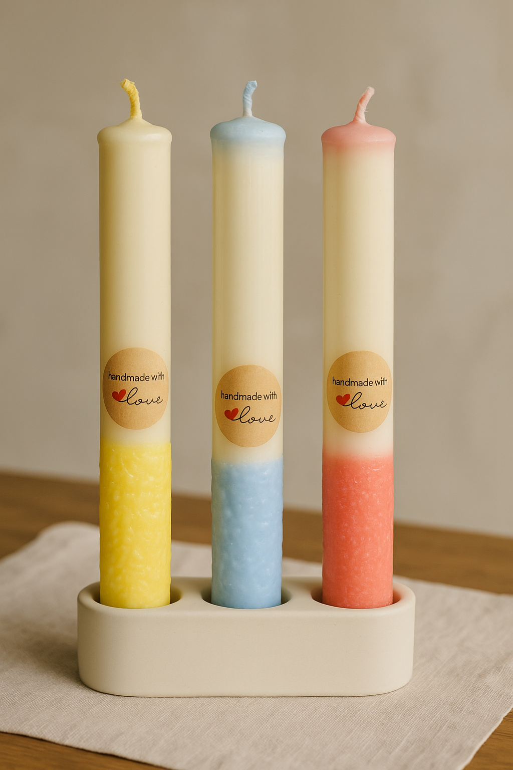 Color Dipped Decorative Taper Candles – Set of 3