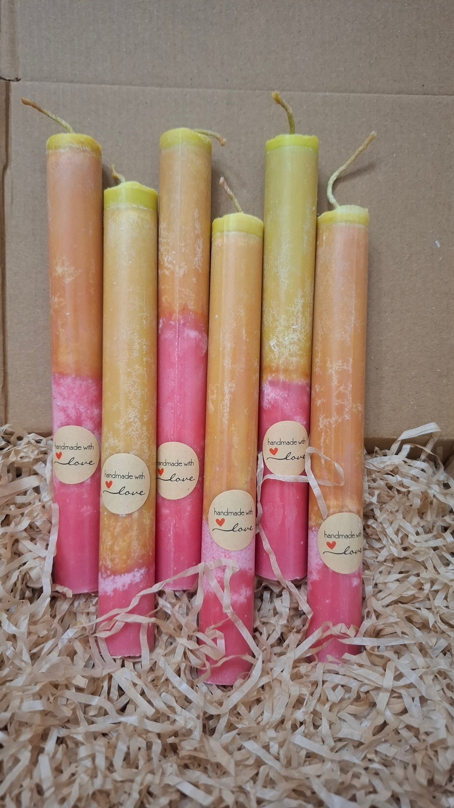 Ombre Taper Candles – Set of 6 - Handmade Decorative Gradient Candles
