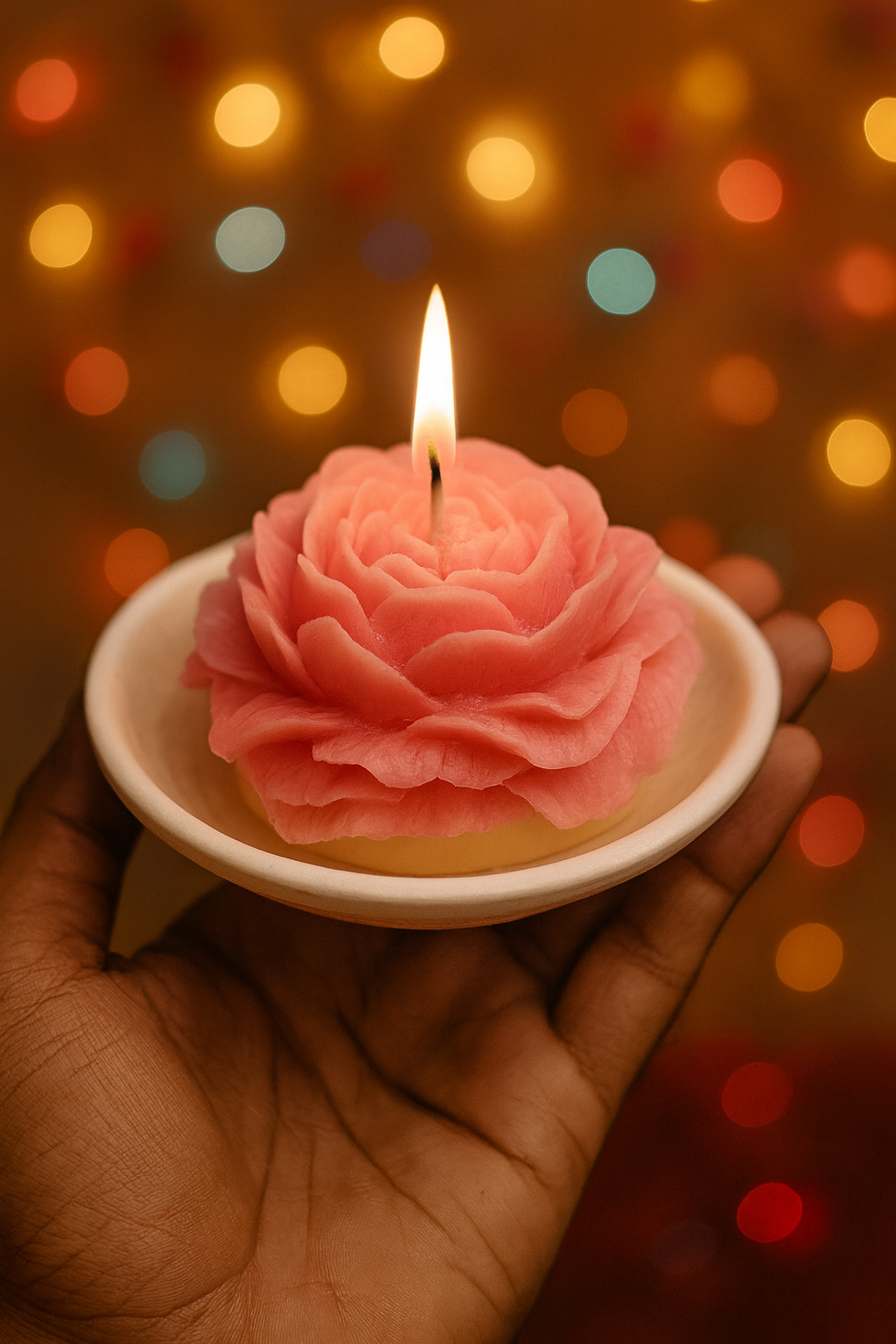 Handmade Rose Pink Scented Candle | Single Piece | Luxury Floral Wax Candle for Gifting & Home Décor